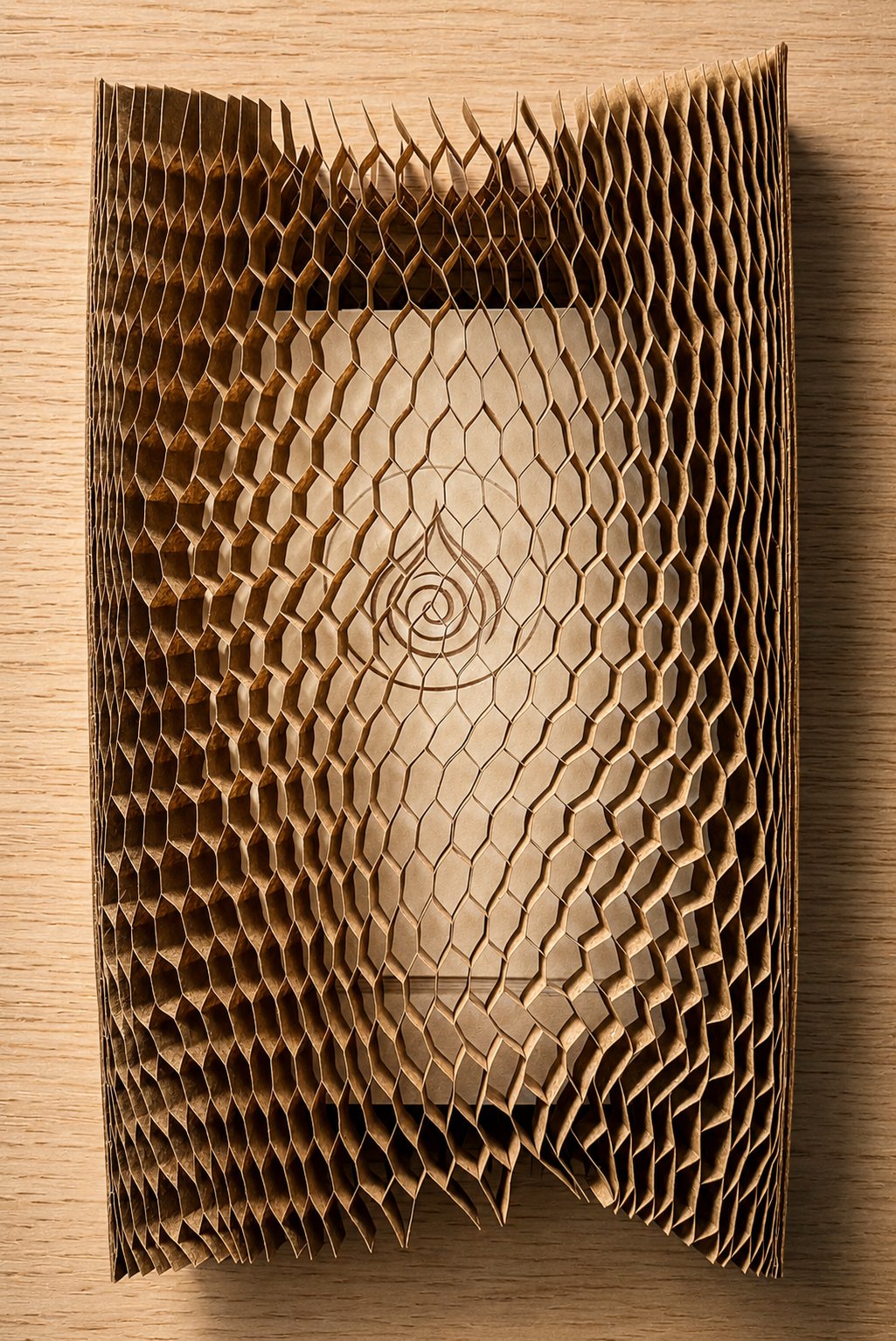 The Sovereign Notepad hex packaging — honeycomb kraft wrap with the Sovereign mark